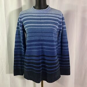NWT Vintage 90s Classic Elements Blue Striped Rolled Neck Chenille Sweater